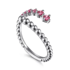 Sale Gabriel & Co. 925 Sterling Silver Bujukan and Pink Tourmaline Bypass Ring
