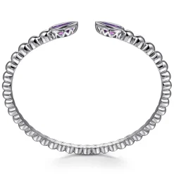 New Gabriel & Co. 925 Sterling Silver Bujukan and Pear Shape Amethyst Split Bangle Bracelet