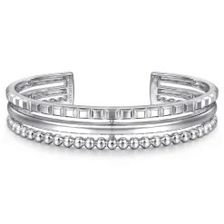 Online Gabriel & Co. 925 Sterling Silver Bujukan and Pyramid Triple Row Bangle
