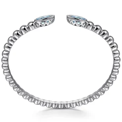 Gabriel & Co. 925 Sterling Silver Bujukan and Pear Shape Blue Topaz Split Bangle Bracelet