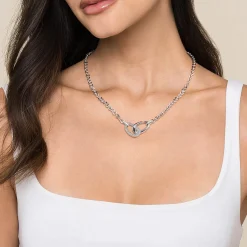 Outlet Gabriel & Co. 925 Sterling Silver Bujukan and White Sapphire Link Chain Necklace