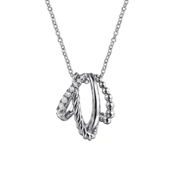 Gabriel & Co. 925 Sterling Silver Bujukan and White Sapphire Twisted Pendant Necklace