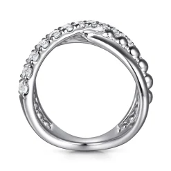 Best Gabriel & Co. 925 Sterling Silver Bujukan and White Sapphire Cris Cross Ladies Ring