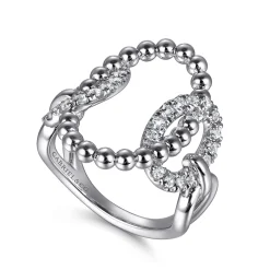 Best Gabriel & Co. 925 Sterling Silver Bujukan and White Sapphire Interlocking Link Ring