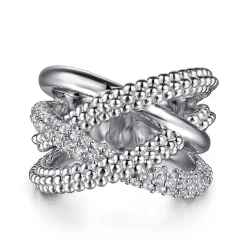 Best Gabriel & Co. 925 Sterling Silver Bujukan and White Sapphire Twisted Ring