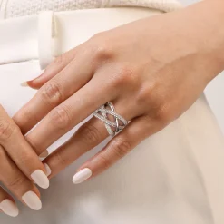 Best Gabriel & Co. 925 Sterling Silver Bujukan and White Sapphire Twisted Ring