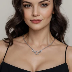 Discount Gabriel & Co. 925 Sterling Silver Bujukan and White Sapphire Link Chain Necklace