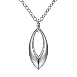 Hot Gabriel & Co. 925 Sterling Silver Bujukan and White Sapphire Marquise Pendant Necklace