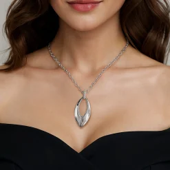 Hot Gabriel & Co. 925 Sterling Silver Bujukan and White Sapphire Marquise Pendant Necklace