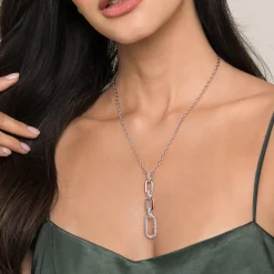 Gabriel & Co. 925 Sterling Silver Bujukan and White Sapphire Link Pendant Drop Necklace