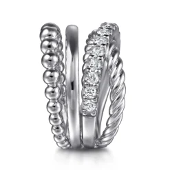 Discount Gabriel & Co. 925 Sterling Silver Bujukan and White Sapphire Twisted Easy Stackable Ring