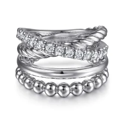 Discount Gabriel & Co. 925 Sterling Silver Bujukan and White Sapphire Twisted Easy Stackable Ring