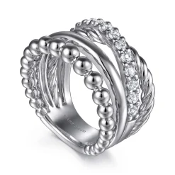 Discount Gabriel & Co. 925 Sterling Silver Bujukan and White Sapphire Twisted Easy Stackable Ring