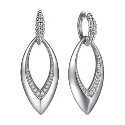 Gabriel & Co. 925 Sterling Silver Bujukan and White Sapphire Marquise Huggie Drop Earrings