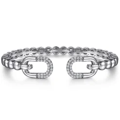 Online Gabriel & Co. 925 Sterling Silver Bujukan and White Sapphire Open Bangle Bracelet