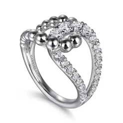Hot Gabriel & Co. 925 Sterling Silver Bujukan and White Sapphire Interlocking Ladies Ring