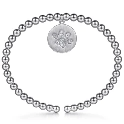 Outlet Gabriel & Co. 925 Sterling Silver Bujukan Beaded White Sapphire Paw Charm Bangle Bracelet
