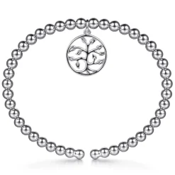 Hot Gabriel & Co. 925 Sterling Silver Bujukan Beaded Tree of Life Charm Bangle Bracelet