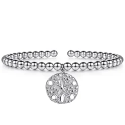 Discount Gabriel & Co. 925 Sterling Silver Bujukan Beaded Sand Dollar Charm Bangle Bracelet