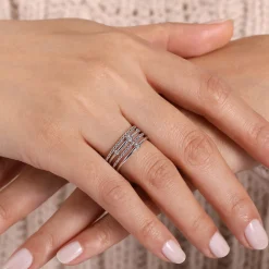 Clearance Gabriel & Co. 925 Sterling Silver Bujukan Bezel Set Diamond Easy Stackable Ring