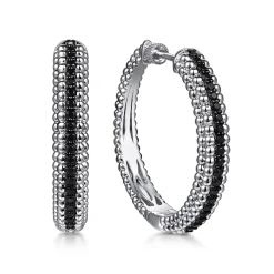 Hot Gabriel & Co. 925 Sterling Silver Bujukan Black Spinel Classic Hoop Earrings
