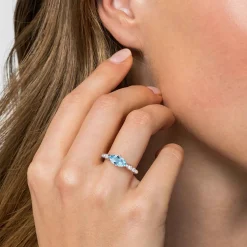 Online Gabriel & Co. 925 Sterling Silver Bujukan Blue Topaz and White Sapphire Ring