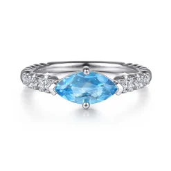 Online Gabriel & Co. 925 Sterling Silver Bujukan Blue Topaz and White Sapphire Ring