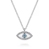 Discount Gabriel & Co. 925 Sterling Silver Bujukan Blue Topaz Evil Eye Pendant Necklace