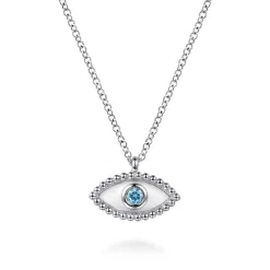 Discount Gabriel & Co. 925 Sterling Silver Bujukan Blue Topaz Evil Eye Pendant Necklace