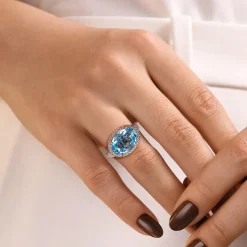 Gabriel & Co. 925 Sterling Silver Bujukan Blue Topaz Signet Ring