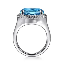 Gabriel & Co. 925 Sterling Silver Bujukan Blue Topaz Signet Ring