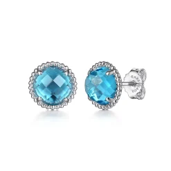 Clearance Gabriel & Co. 925 Sterling Silver Bujukan Blue Topaz Stud Earrings