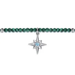 Online Gabriel & Co. 925 Sterling Silver Bujukan Blue Topaz Starburst and Malachite Bracelet