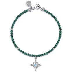 Online Gabriel & Co. 925 Sterling Silver Bujukan Blue Topaz Starburst and Malachite Bracelet