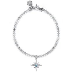 Hot Gabriel & Co. 925 Sterling Silver Bujukan Blue Topaz Starburst and Moon Stone Bracelet