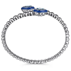 Online Gabriel & Co. 925 Sterling Silver Bujukan Blue Topaz Bypass Bangle Bracelet with Deep Blue Enamel
