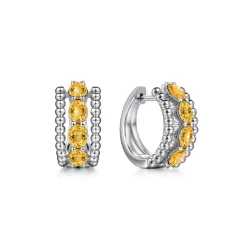 Gabriel & Co. 925 Sterling Silver Bujukan Citrine Huggie Earrings