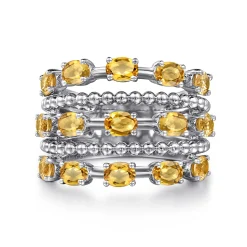 Outlet Gabriel & Co. 925 Sterling Silver Bujukan Citrine Easy Stackable Ring