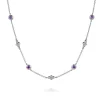 Clearance Gabriel & Co. 925 Sterling Silver Bujukan Clover Amethyst Station Necklace