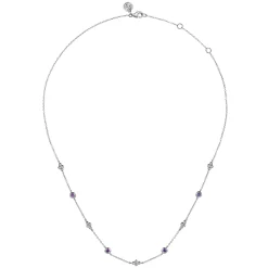 Clearance Gabriel & Co. 925 Sterling Silver Bujukan Clover Amethyst Station Necklace