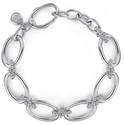 New Gabriel & Co. 925 Sterling Silver Bujukan Clover Beaded Link Chain Bracelet