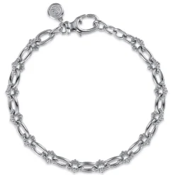 Discount Gabriel & Co. 925 Sterling Silver Bujukan Clover Beaded Link Chain Bracelet