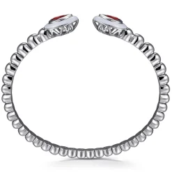 Best Gabriel & Co. 925 Sterling Silver Bujukan Cuff Bangle with White Enamel and Garnet