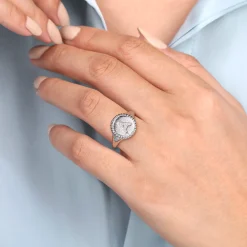 Sale Gabriel & Co. 925 Sterling Silver Bujukan Diamond Initial A Signet Ring