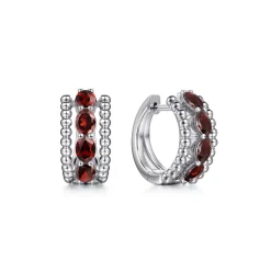 Online Gabriel & Co. 925 Sterling Silver Bujukan Garnet Huggie Earrings