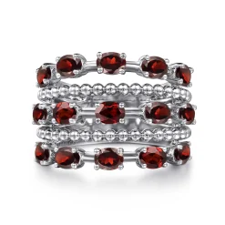 Gabriel & Co. 925 Sterling Silver Bujukan Garnet Easy Stackable Ring
