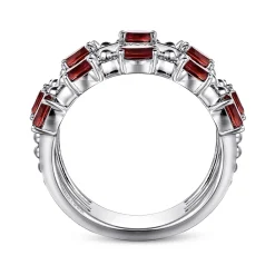 Gabriel & Co. 925 Sterling Silver Bujukan Garnet Easy Stackable Ring