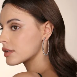 Sale Gabriel & Co. 925 Sterling Silver Bujukan Graduated 50mm Classic Hoop Earrings