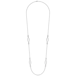 Online Gabriel & Co. 925 Sterling Silver Bujukan Link and Pearl Station Necklace