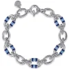 Clearance Gabriel & Co. 925 Sterling Silver Bujukan Link Chain Bracelet with Chrome Blue and Baby Blue Enamel